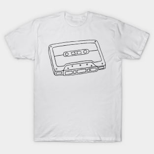 Cassette Tape Outline - Black T-Shirt